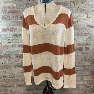 V neck striped sweater large NWT